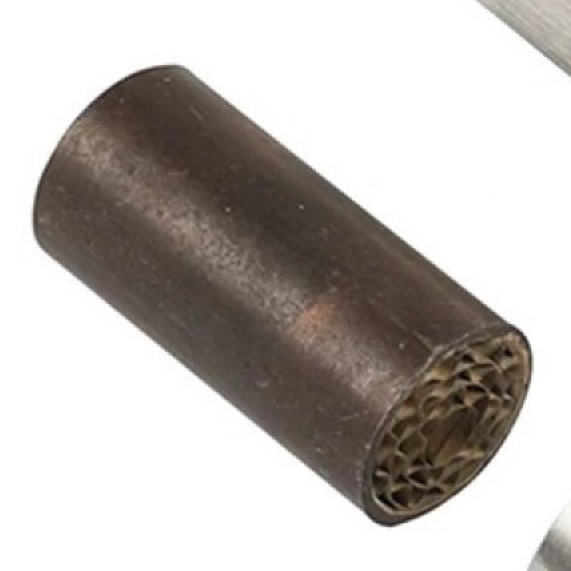 Close-up of the ceramic honeycomb catalyst element that sits inside the spacer